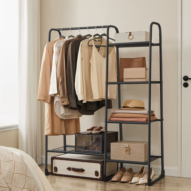 Kledingrek – 40 x 101,7 x 153,3 cm – Met legplanken – Tot 25 kg aan de hangstang – Tot 70 kg totaal