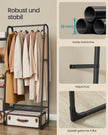 Kledingrek – 40 x 101,7 x 153,3 cm – Met legplanken – Tot 25 kg aan de hangstang – Tot 70 kg totaal