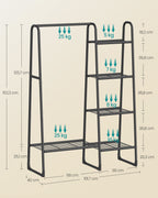 Kledingrek Met 5 Planken En Stalen Frame Inktzwart