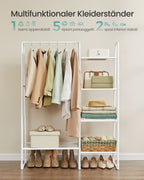 Kledingrek met 5 planken en stalen frame wolkwit