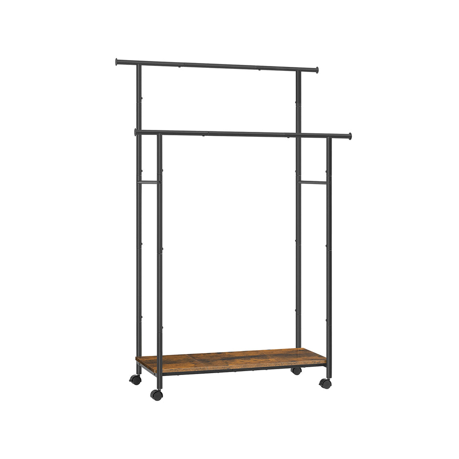 Kledingrek 100 cm breed – Op wielen – 360° draaibare wielen – Tot 40 kg draagvermogen – Met legplank