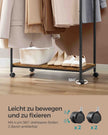 Kledingrek 100 cm breed – Op wielen – 360° draaibare wielen – Tot 40 kg draagvermogen – Met legplank
