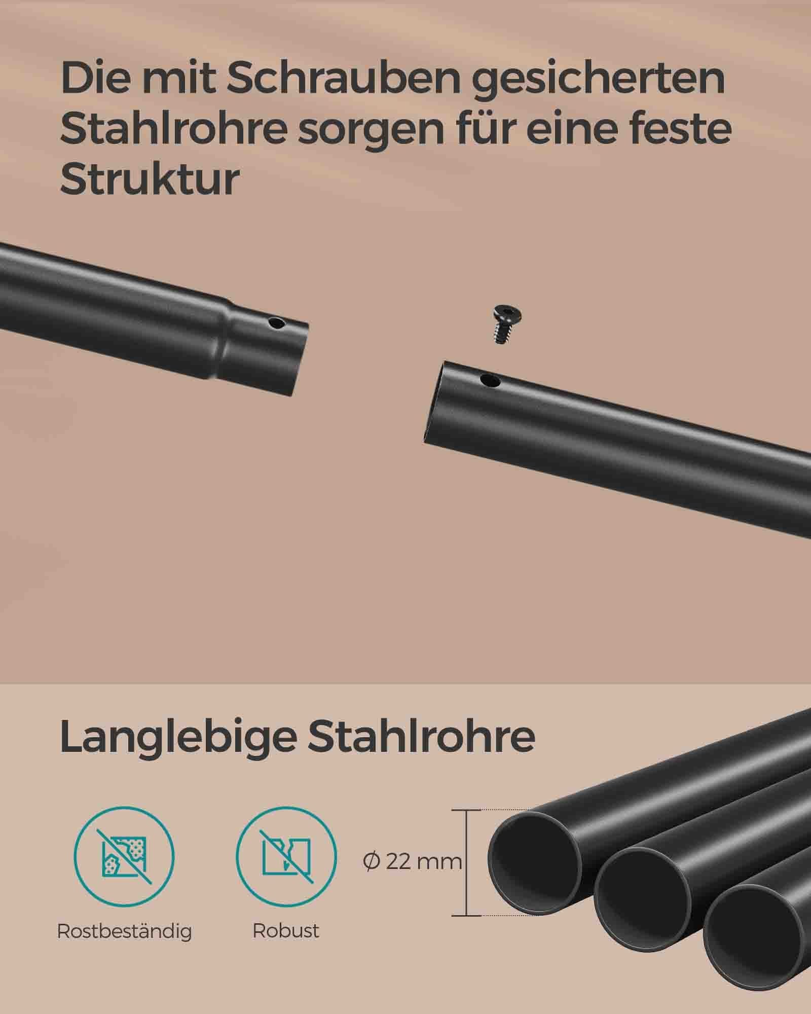 Kledingrek 100 cm breed – Op wielen – 360° draaibare wielen – Tot 40 kg draagvermogen – Met legplank