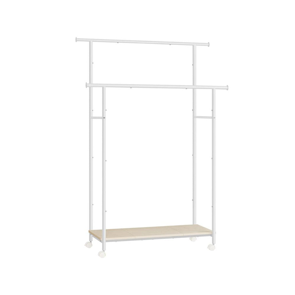 Kledingrek 100 cm breed – Op wielen – 360° draaibare wielen – Tot 40 kg draagvermogen – Met legplank
