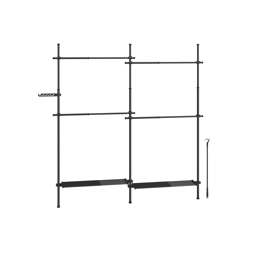 Kledingrek – 33,5 × (162–238) × (208–310) cm – mat wit