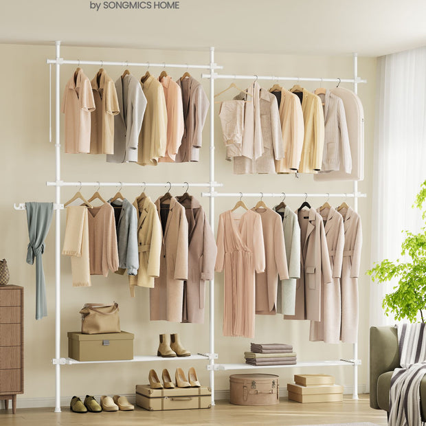 Verstelbaar kledingrek 33,5 x (162-238) x (208-310) cm – Max. 92,5 kg draagvermogen – Met 3 niveaus