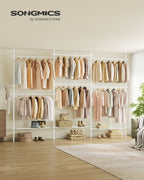 Kledingrek – plafondhoog – staal en kunststof – mat wit