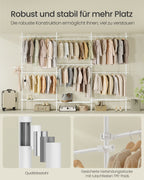 Kledingrek – plafondhoog – staal en kunststof – mat wit