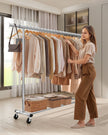 Kledingrek op Wielen – Uitschuifbare Roede 160–200 cm – 150 kg Draagvermogen – Zilver