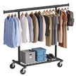 Kledingrek op Wieltjes – Uitschuifbaar 92-132 cm – Met Onderplank – Tot 180 kg – Zwart