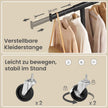 Kledingrek op Wieltjes – Uitschuifbaar 92-132 cm – Met Onderplank – Tot 180 kg – Zwart