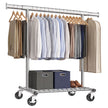 Kledingrek op Wieltjes – Uitschuifbaar 92-132 cm – Met Onderplank – Tot 180 kg – Zilver