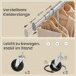 Kledingrek op Wieltjes – Uitschuifbaar 160-200 cm – Met Onderplank – Tot 180 kg – Zilver