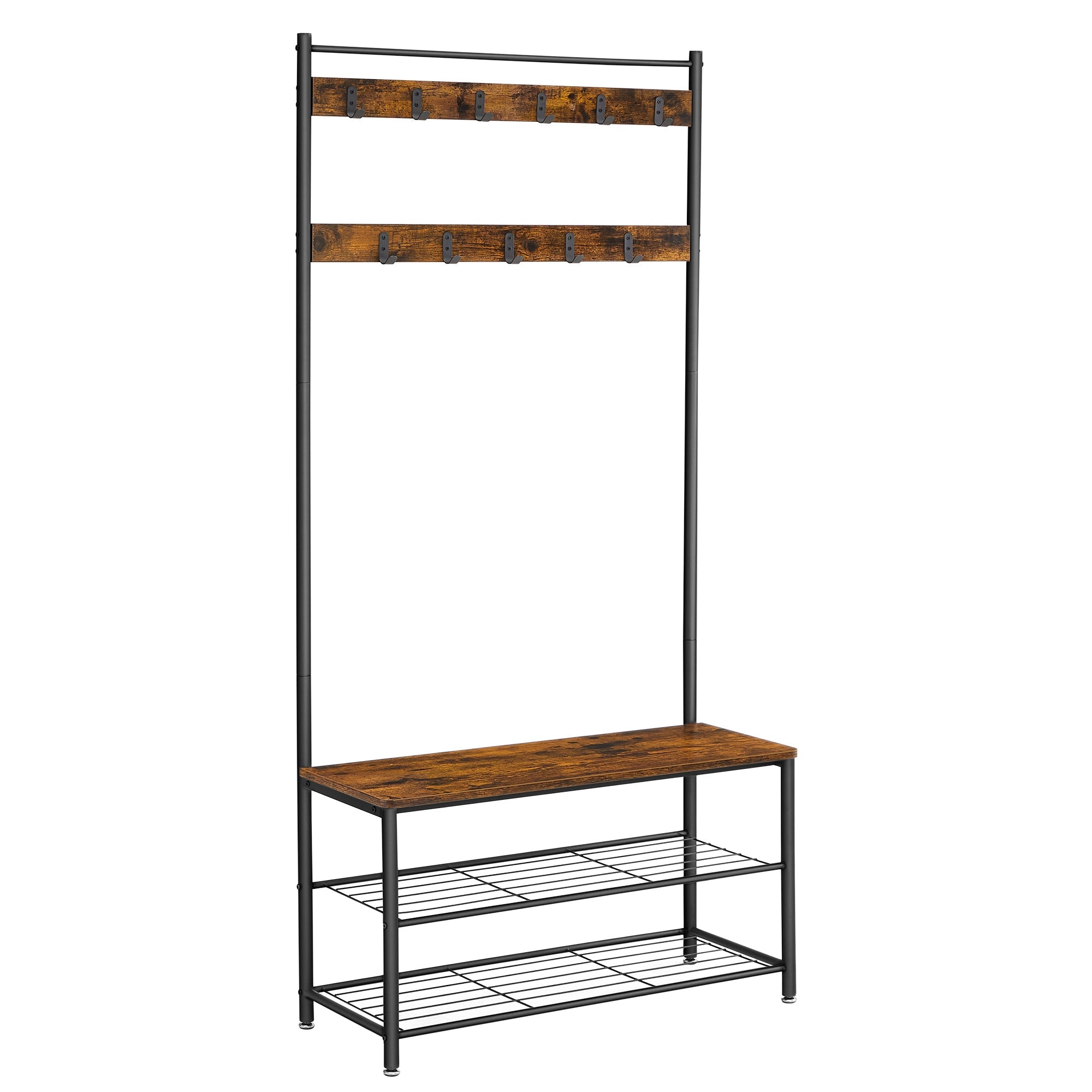 Kapstok met schoenenbank en 9 haken – 4-in-1 multifunctioneel – tot 90 kg draagvermogen