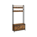Kapstok met schoenenkast en bankje – Multifunctioneel – Vintage bruin-zwart