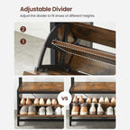 Kapstok met schoenenkast en bankje – Multifunctioneel – Vintage bruin-zwart