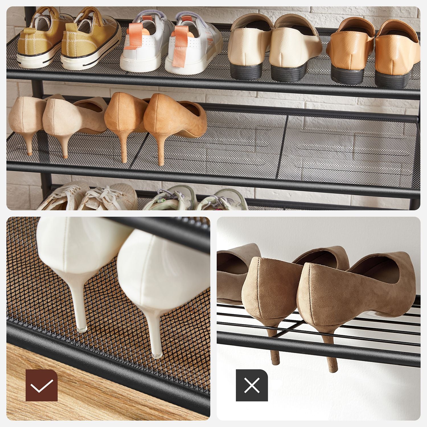 Kapstok met schoenenrek – multifunctioneel – zwart