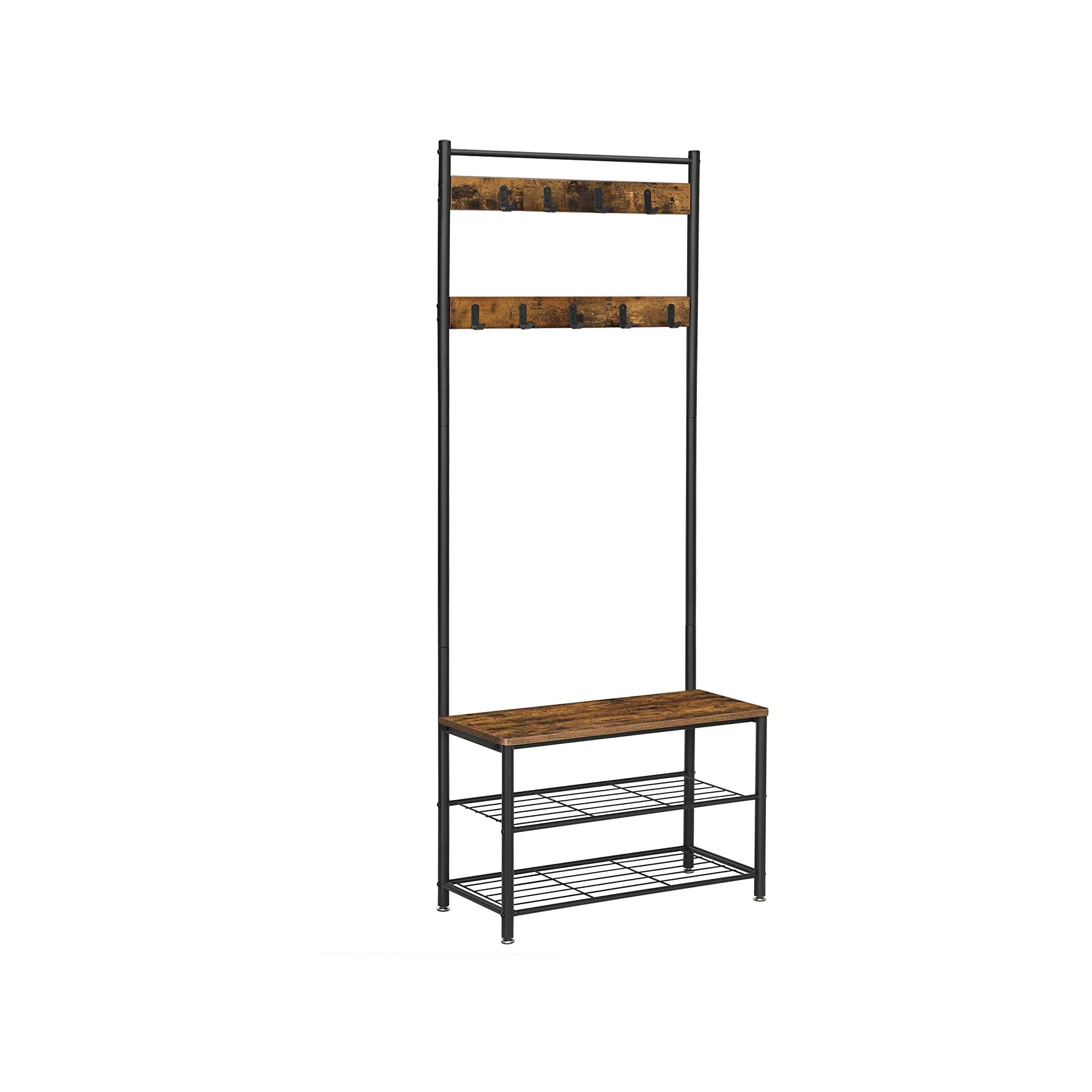 Kapstok met schoenenbank en opbergruimte – 3-in-1 design – 9 haken – Tot 90 kg draagvermogen