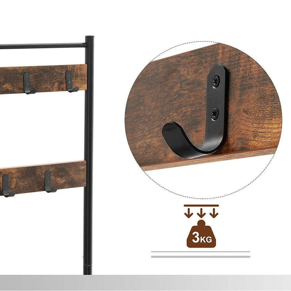 Kapstok met schoenenbank en opbergruimte – 3-in-1 design – 9 haken – Tot 90 kg draagvermogen