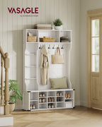 Kledingrek met schoenenrek – landelijke stijl – wolkwit