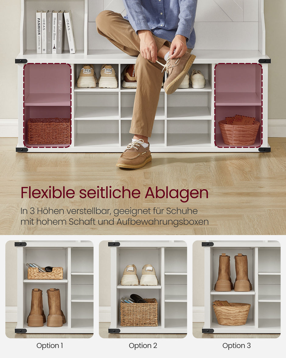 Kapstok met schoenenbank – 4-in-1 design – Tot 136 kg draagvermogen – Verstelbare planken