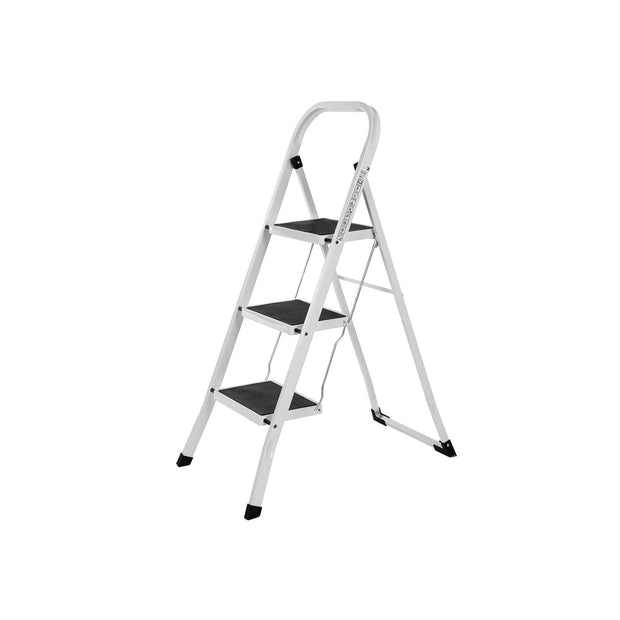 Vouwladder – stabiel en antislip – wit-zwart