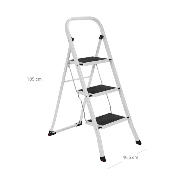 Vouwladder – stabiel en antislip – wit-zwart