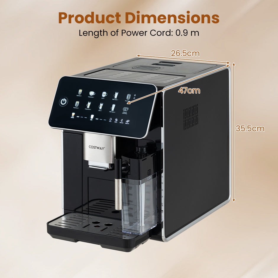 Helautomatisk – kaffemaskin med kvarn och mjölkbehållare, kaffebryggare rengöring