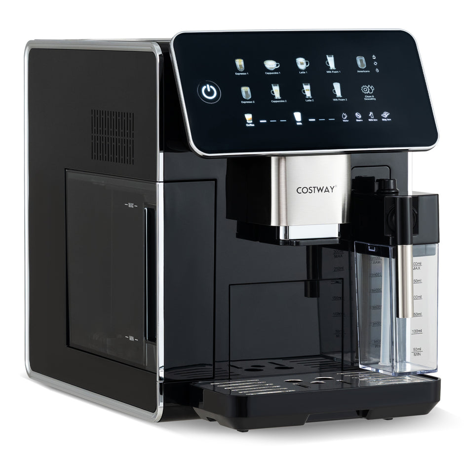 Helautomatisk – kaffemaskin med kvarn och mjölkbehållare, kaffebryggare rengöring