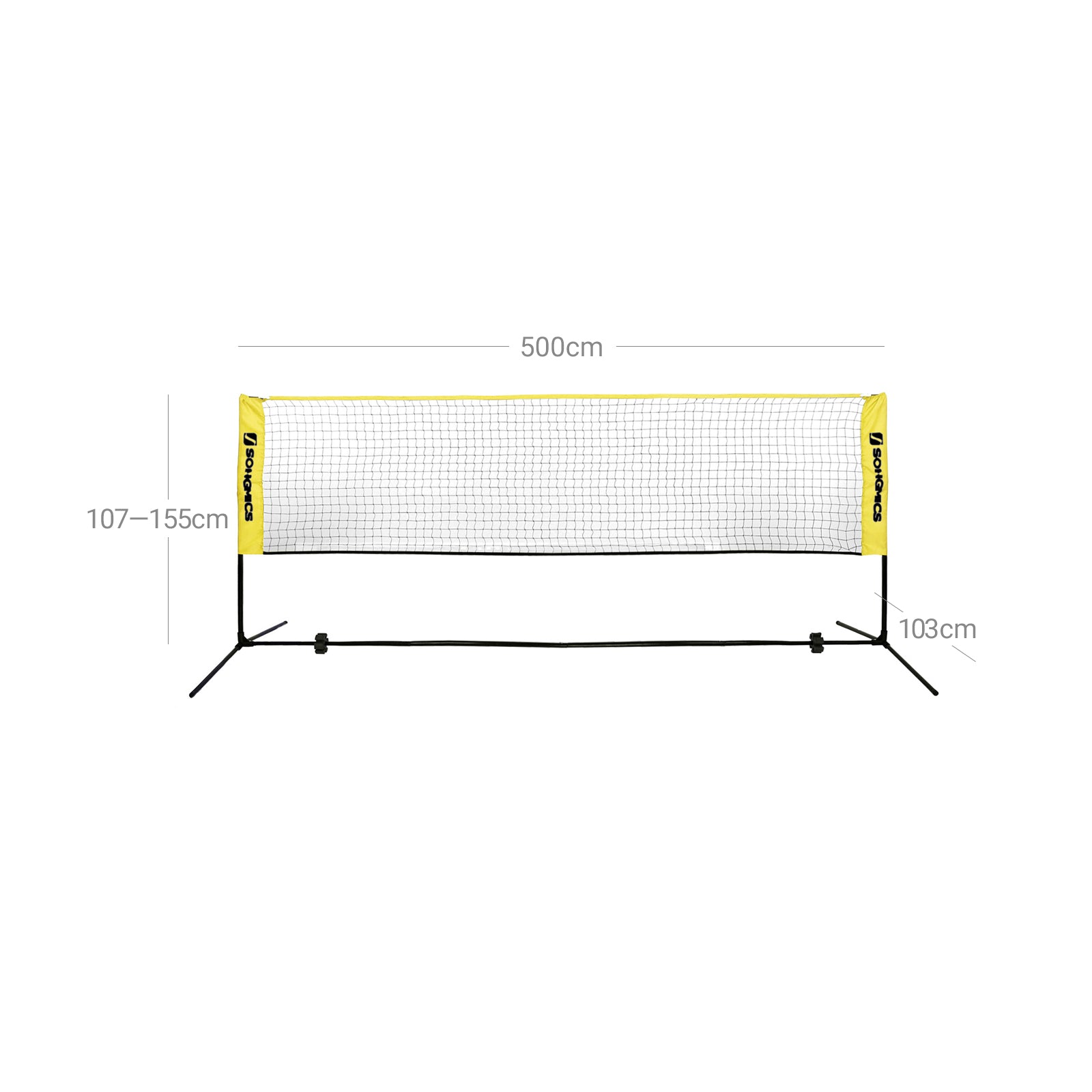 Badmintonnet - Tennisnet - Verstelbaar - Incl. frame en tas - Geel