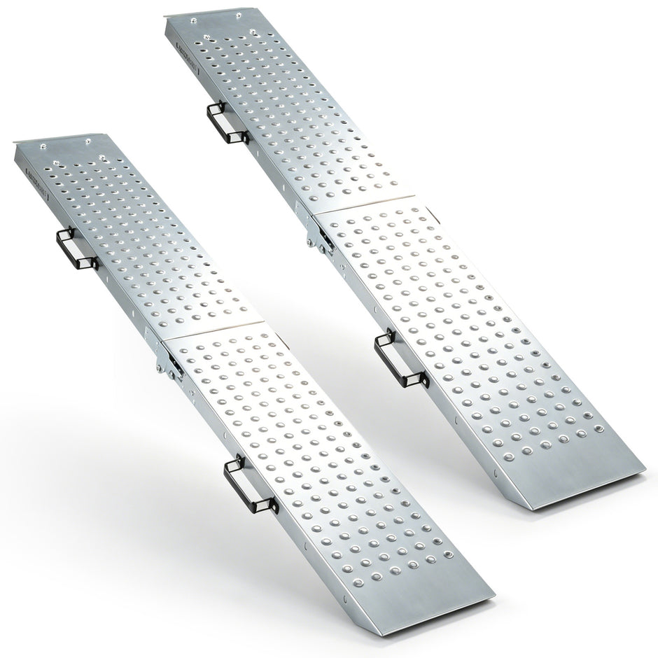 Hopfällbar – lätt lastramp i metall, stycken, som klarar upp till belastning – 2 400 kg 180 x 22,5 x 4,5 cm