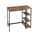 Bartafel - Met 3 Planken- Industriële look - Metalen frame en houtenblad - Bruin