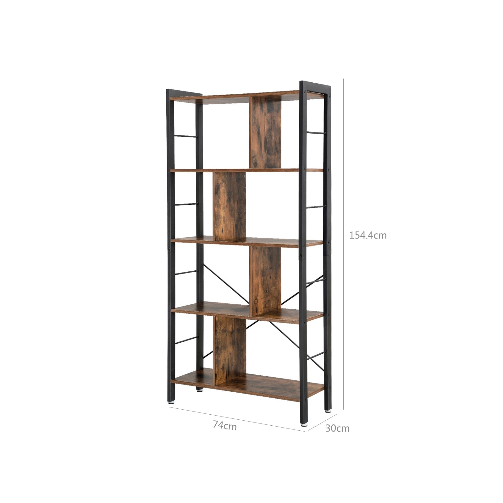 Boekenkast - 4 niveaus - Groot metalen frame - Boekenplank - Industrieel design