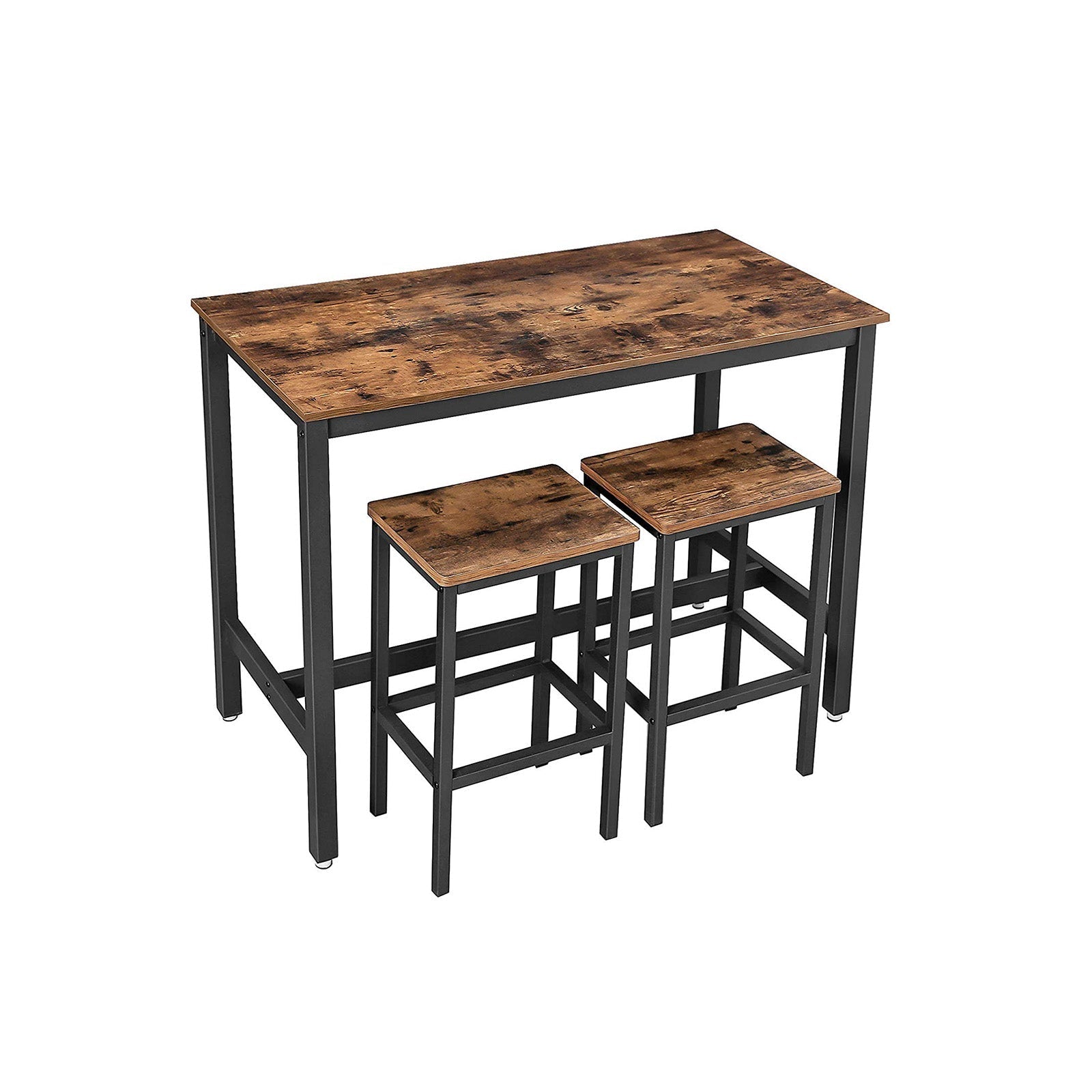 Bartafel - Set met 2 barkrukken - Hoge tafel - 120 x 60 x 90 cm - Vintage bruin/zwart