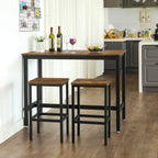 Bartafel - Set met 2 barkrukken - Hoge tafel - 120 x 60 x 90 cm - Vintage bruin/zwart