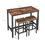 Bartafel - Set met 2 barkrukken - Hoge tafel - 120 x 60 x 90 cm - Vintage bruin/zwart