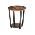 Bijzettafel - Ronde banktafel - Nachtkastje - Woonkamertafel - Vintage bruin/zwart