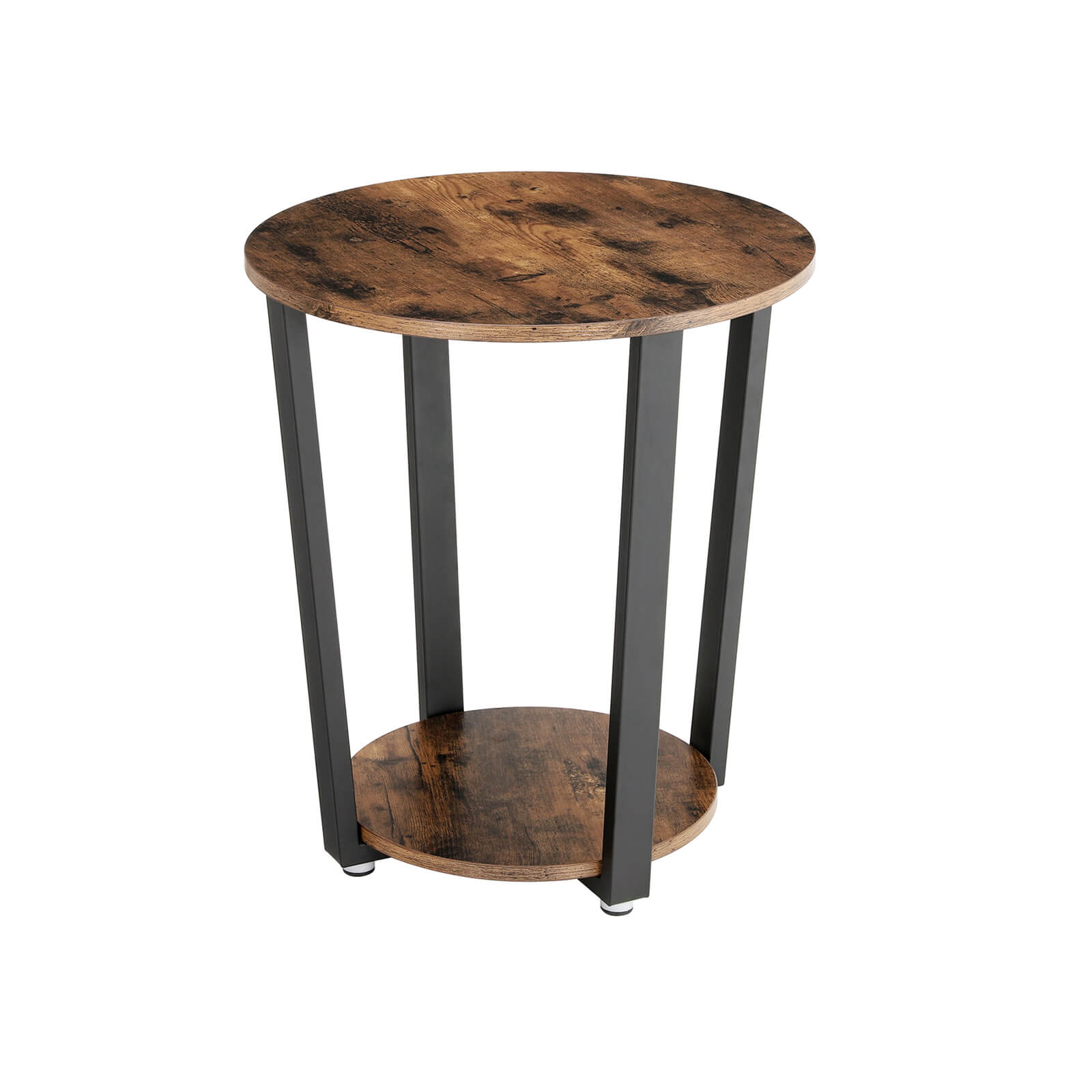 Bijzettafel - Ronde banktafel - Nachtkastje - Woonkamertafel - Vintage bruin/zwart
