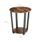 Bijzettafel - Ronde banktafel - Nachtkastje - Woonkamertafel - Vintage bruin/zwart