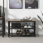 Schoenenbank – 2 legplanken – vintage bruin/zwart