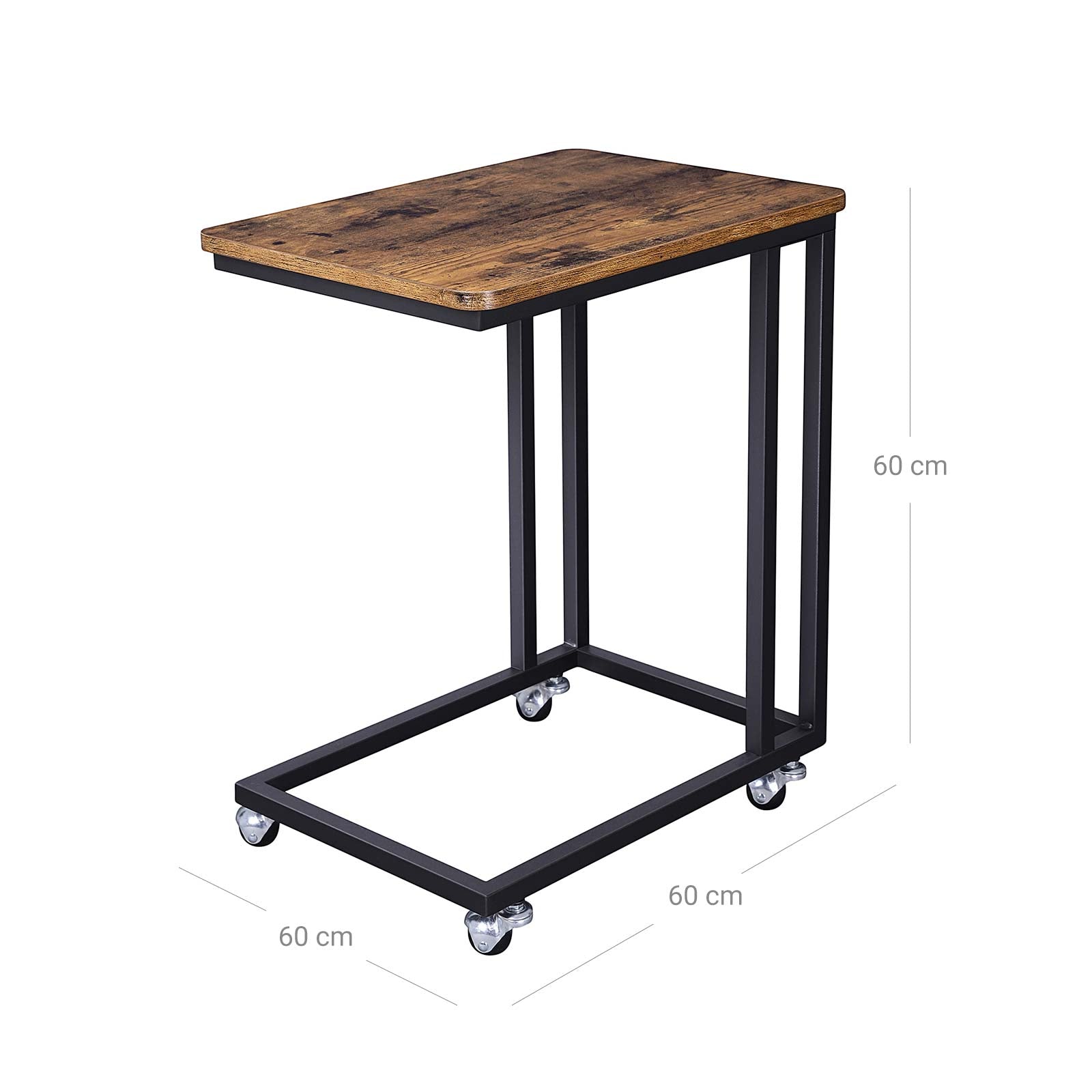 Bijzettafel – nachtkastje – op wielen – 50 x 35 x 60 cm – bruin