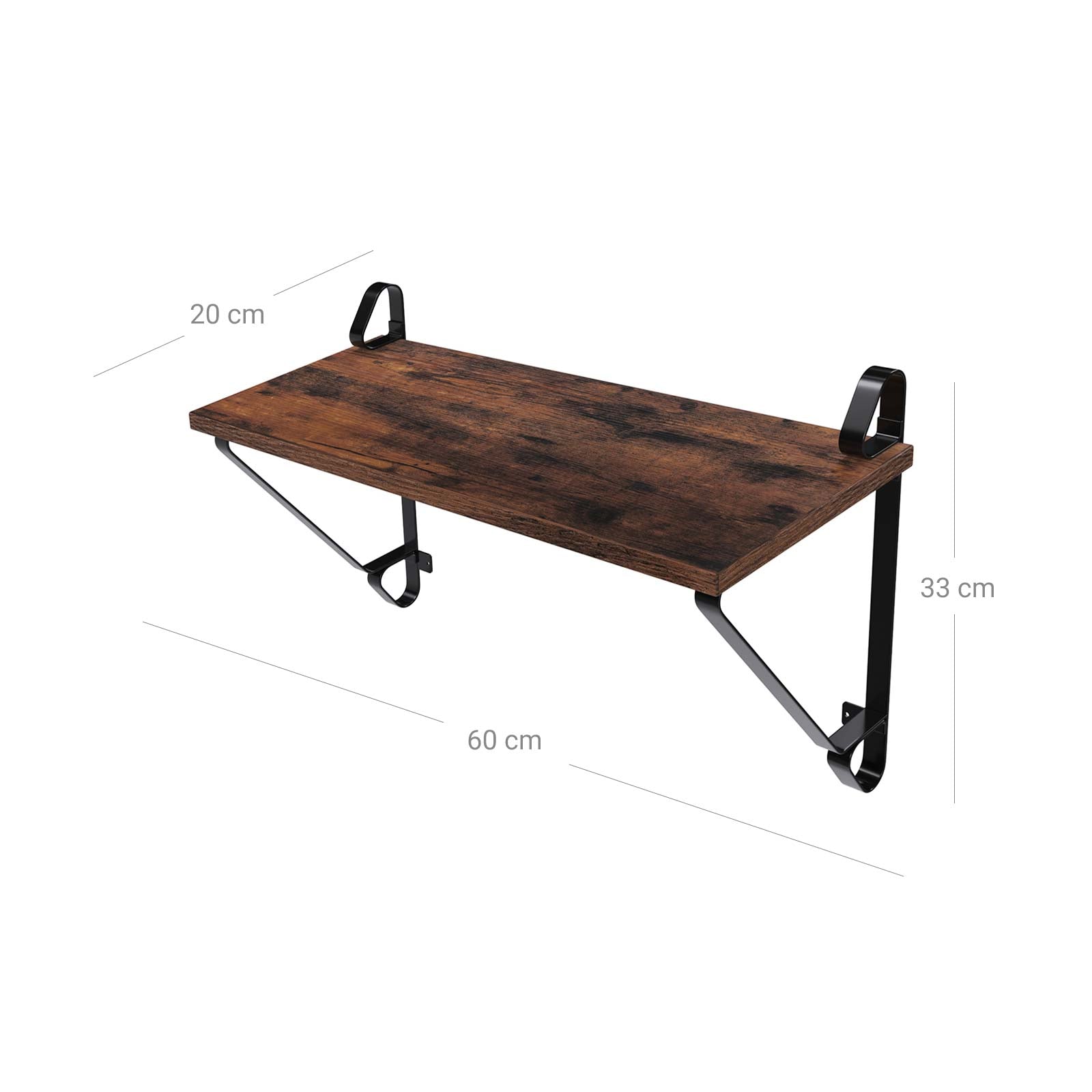 Wandplanken set van 2 – Zwevende planken – Rustiek design – Bruin/Zwart