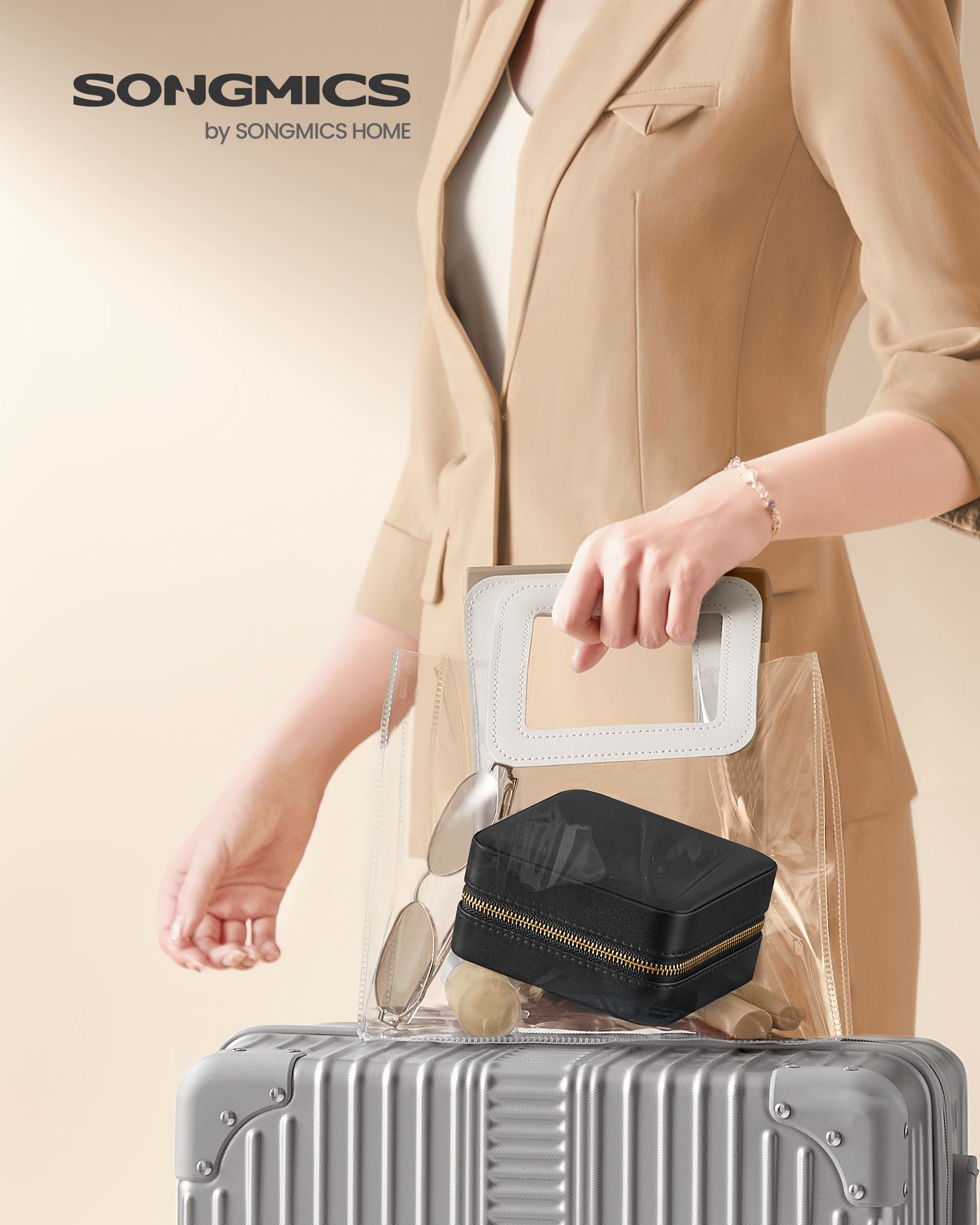 Sieradendoosje – met spiegel – PU-cover – cadeau-idee – inktzwart