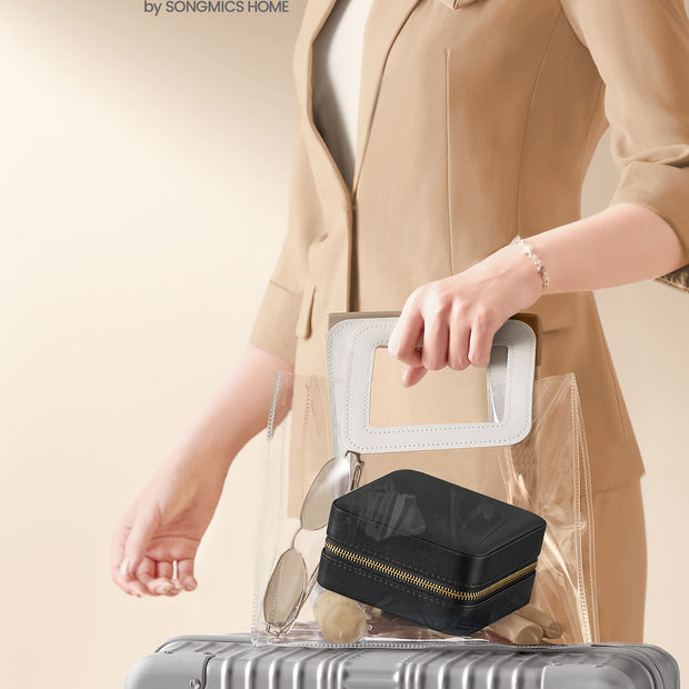 Sieradendoosje met spiegel en fluweel inktzwart