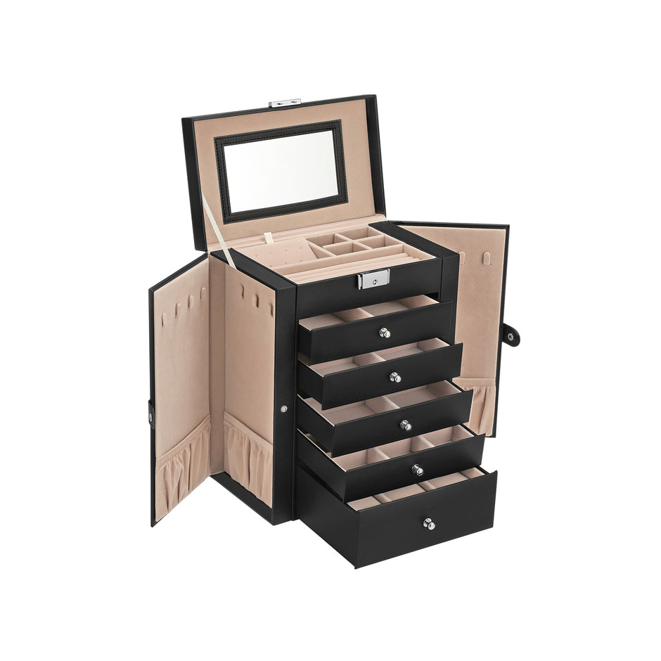 Sieradendoos – 6 niveaus – Hout – Wit en Goud