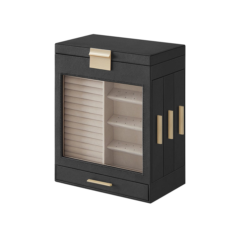 Sieradendoos – Met glazen deksel en 5 niveaus – Wit