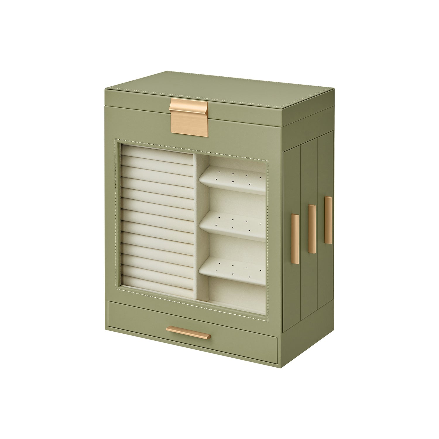 Sieradendoos – Met glazen deksel en 5 niveaus – Wit