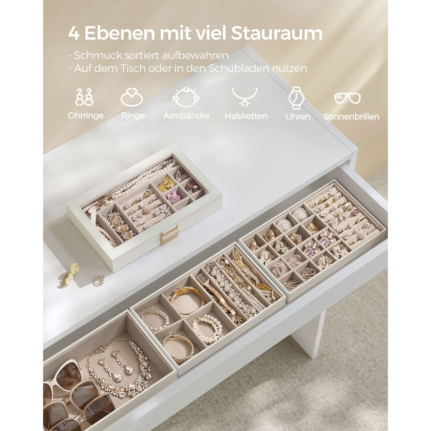 Stapelbare sieradendoos – 4 niveaus