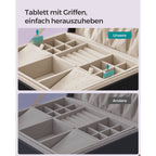 Sieradendoos – 2 niveaus – met handvat – flexibel sieradenbakje – zwart