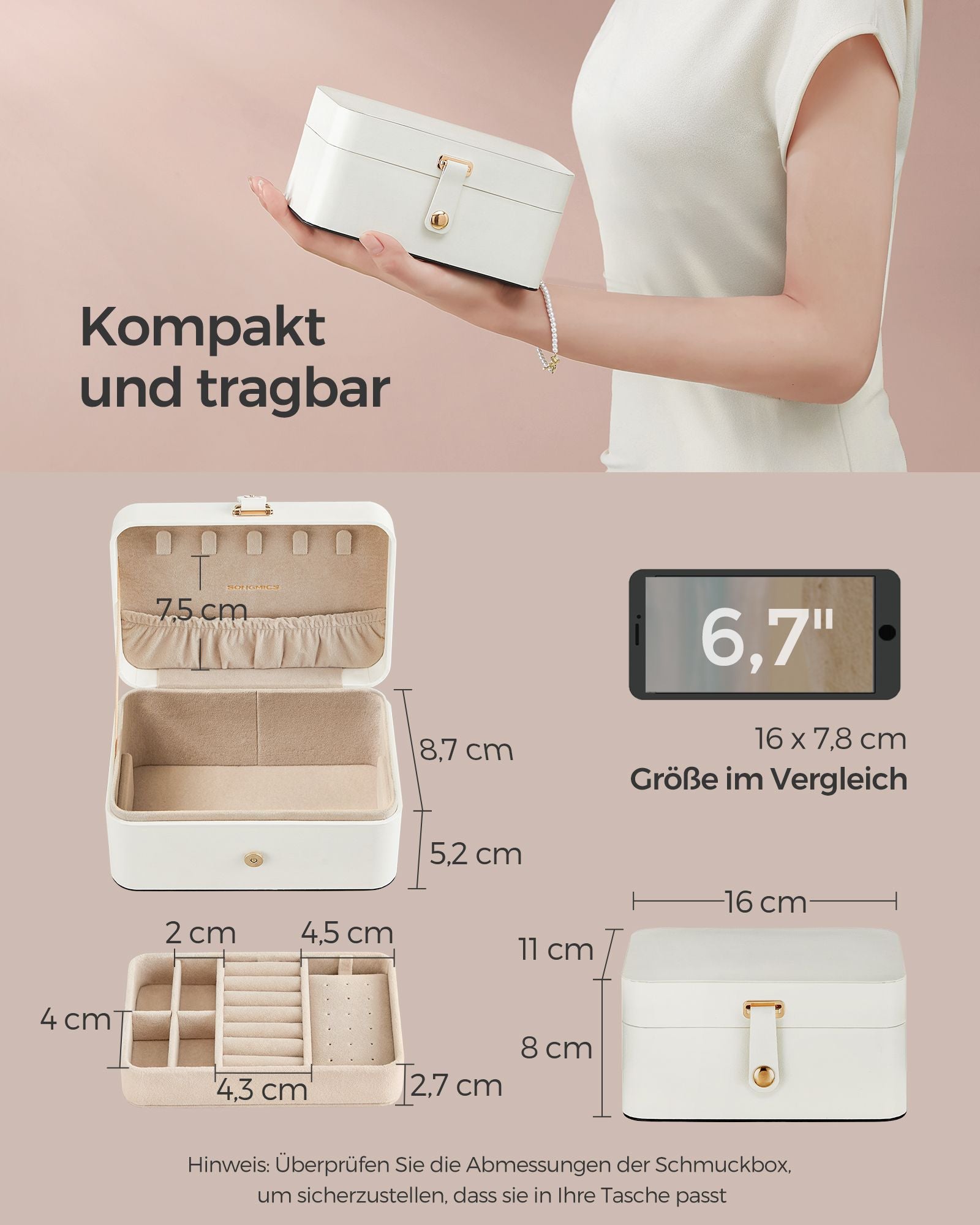 Sieradendoosje – voor grotere accessoires – cadeau-idee – wolkwit